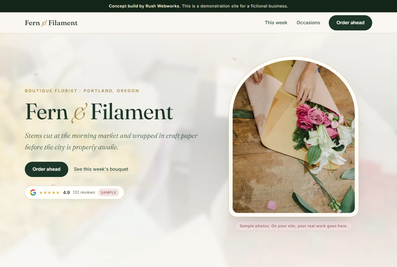 Fern & Filament Flowers website screenshot