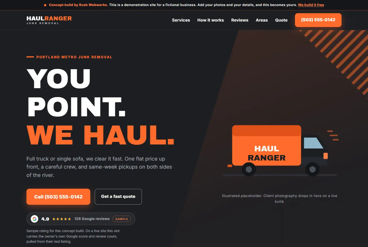 Haul Ranger Junk Removal website screenshot