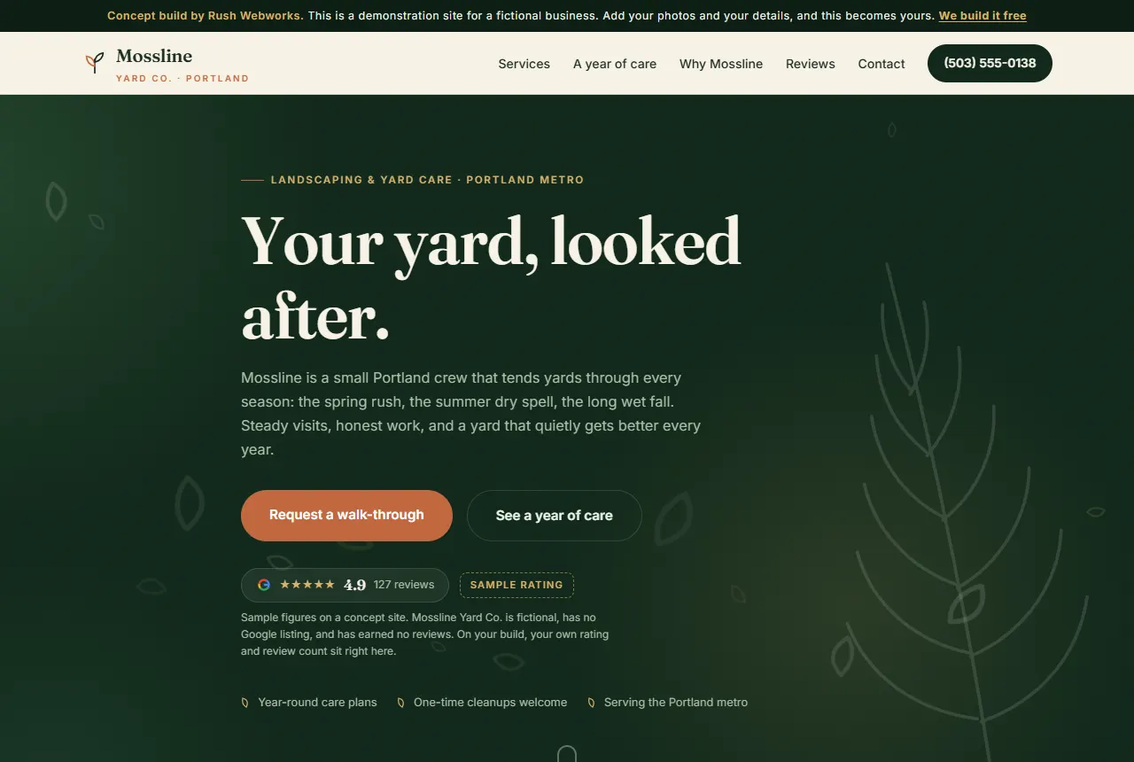 Mossline Yard Co. website screenshot
