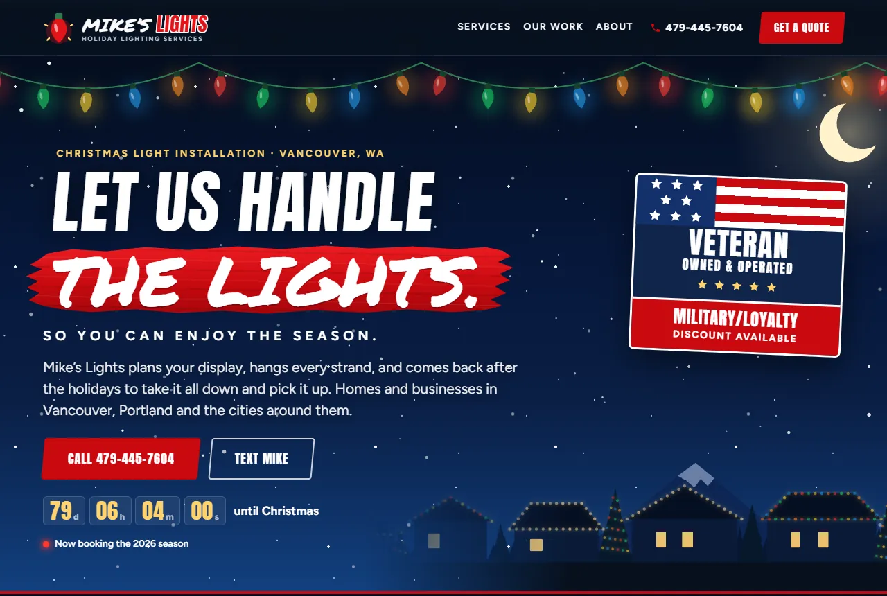 Mike Lights website screenshot