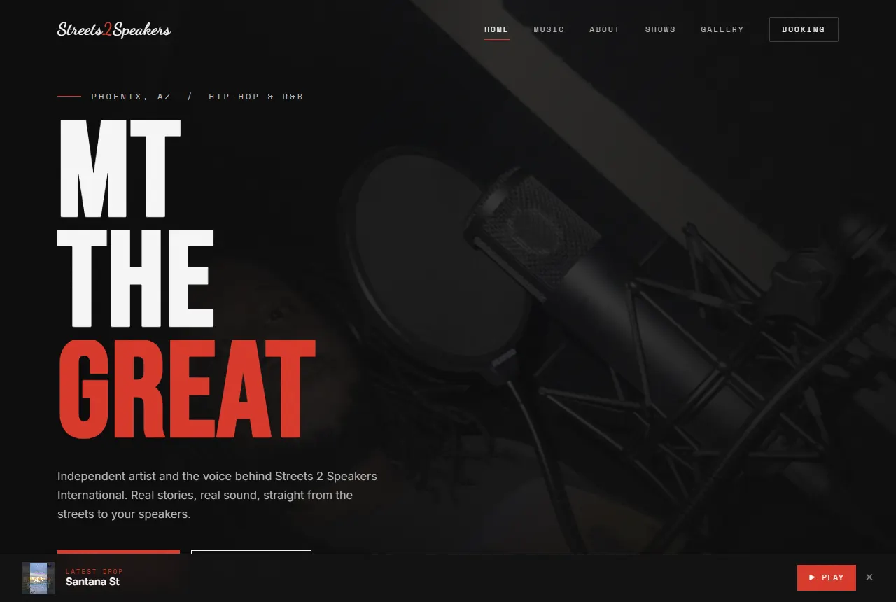 Streets 2 Speakers website screenshot
